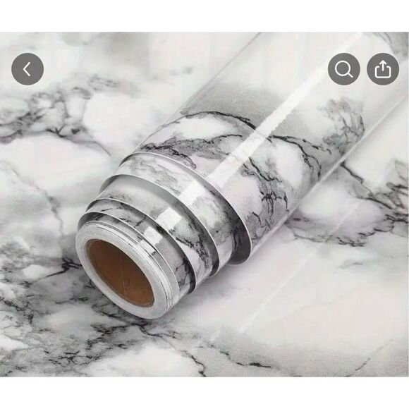 White Gray Marble Contact Paper Countertops Removable Glossy peel n stick - Picture 3 of 4